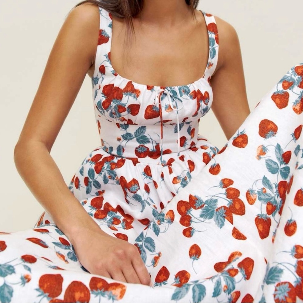 Reformation Balia linen dress in strawberry jam